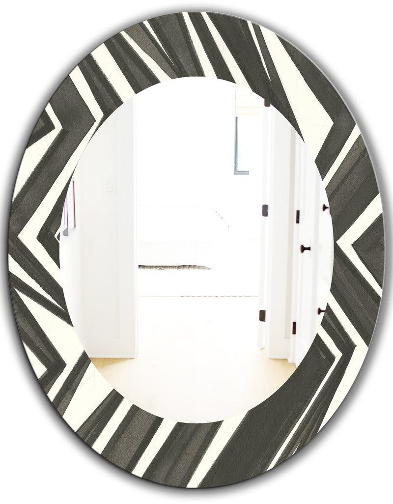DesignQ Minimalist Graphics VI - Mid-Century Mirror - Oval Or Round Wall Mirror