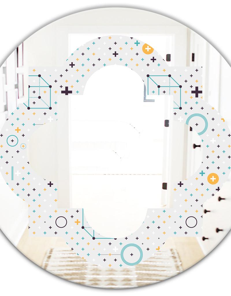 DesignQ Minimalistic Geometric Elements - Modern Round Or Oval Wall Mirror - Quatrefoil