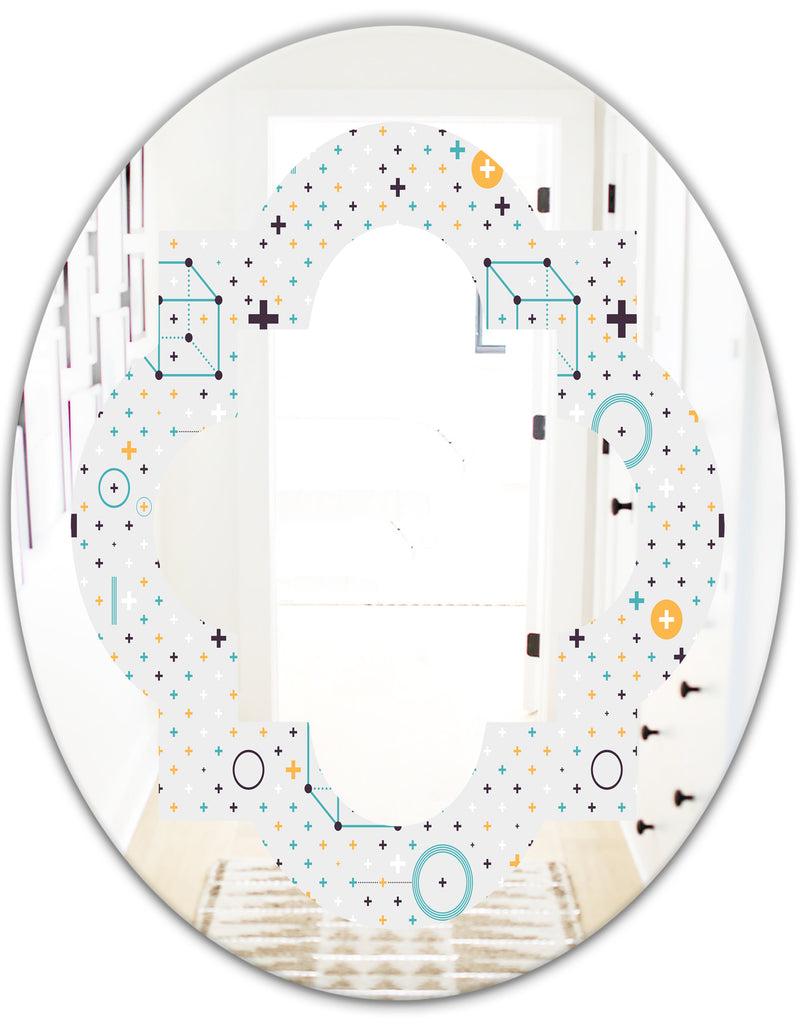 DesignQ Minimalistic Geometric Elements - Modern Round Or Oval Wall Mirror - Quatrefoil