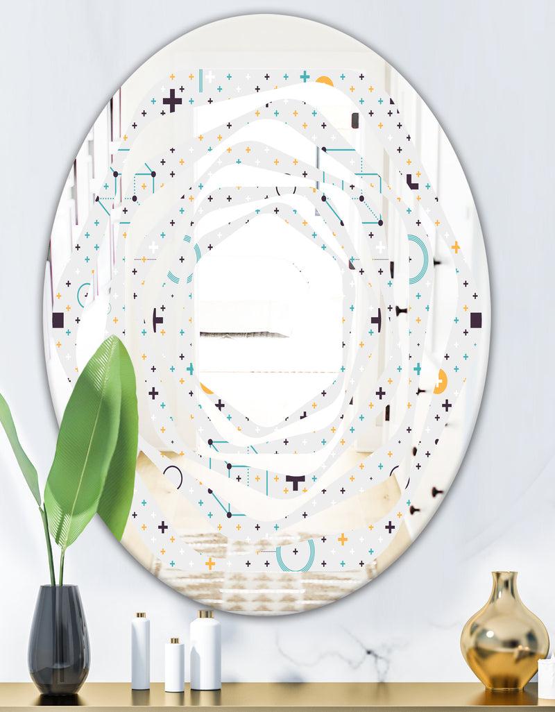 DesignQ Minimalistic Geometric Elements - Modern Round Or Oval Wall Mirror - Whirl