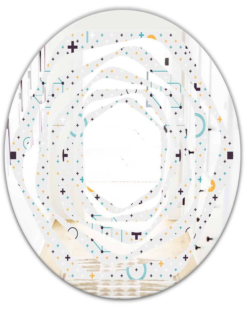 DesignQ Minimalistic Geometric Elements - Modern Round Or Oval Wall Mirror - Whirl