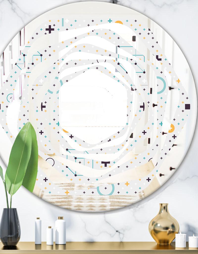 DesignQ Minimalistic Geometric Elements - Modern Round or Oval Wall Mirror - Whirl