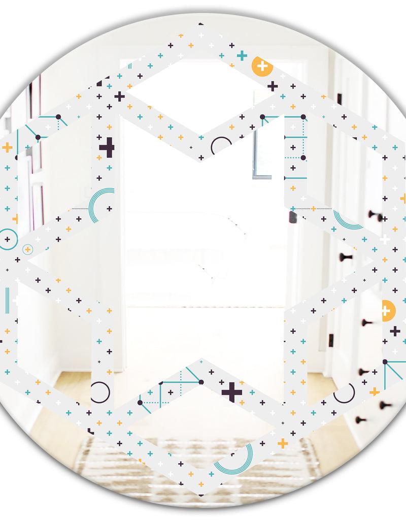 DesignQ Minimalistic Geometric Elements - Modern Round Or Oval Wall Mirror - Hexagon Star