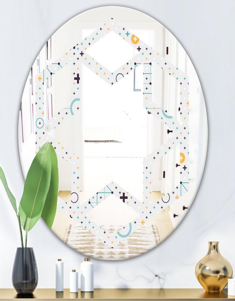 DesignQ Minimalistic Geometric Elements - Modern Round Or Oval Wall Mirror - Hexagon Star
