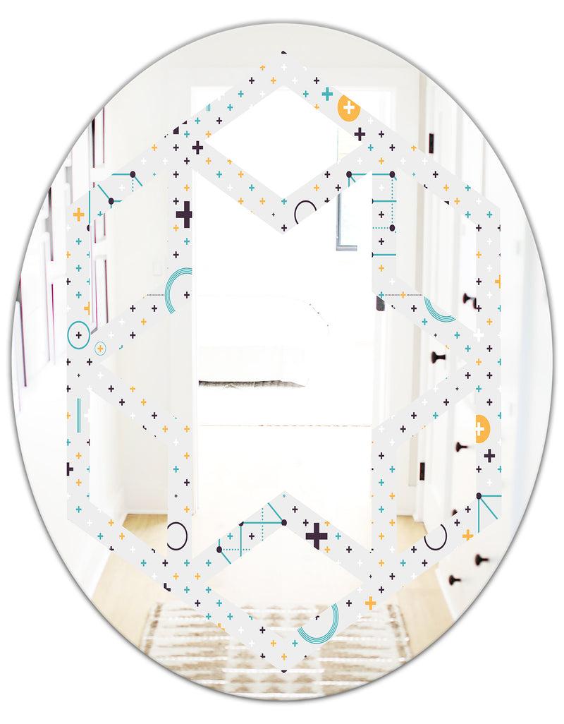 DesignQ Minimalistic Geometric Elements - Modern Round Or Oval Wall Mirror - Hexagon Star