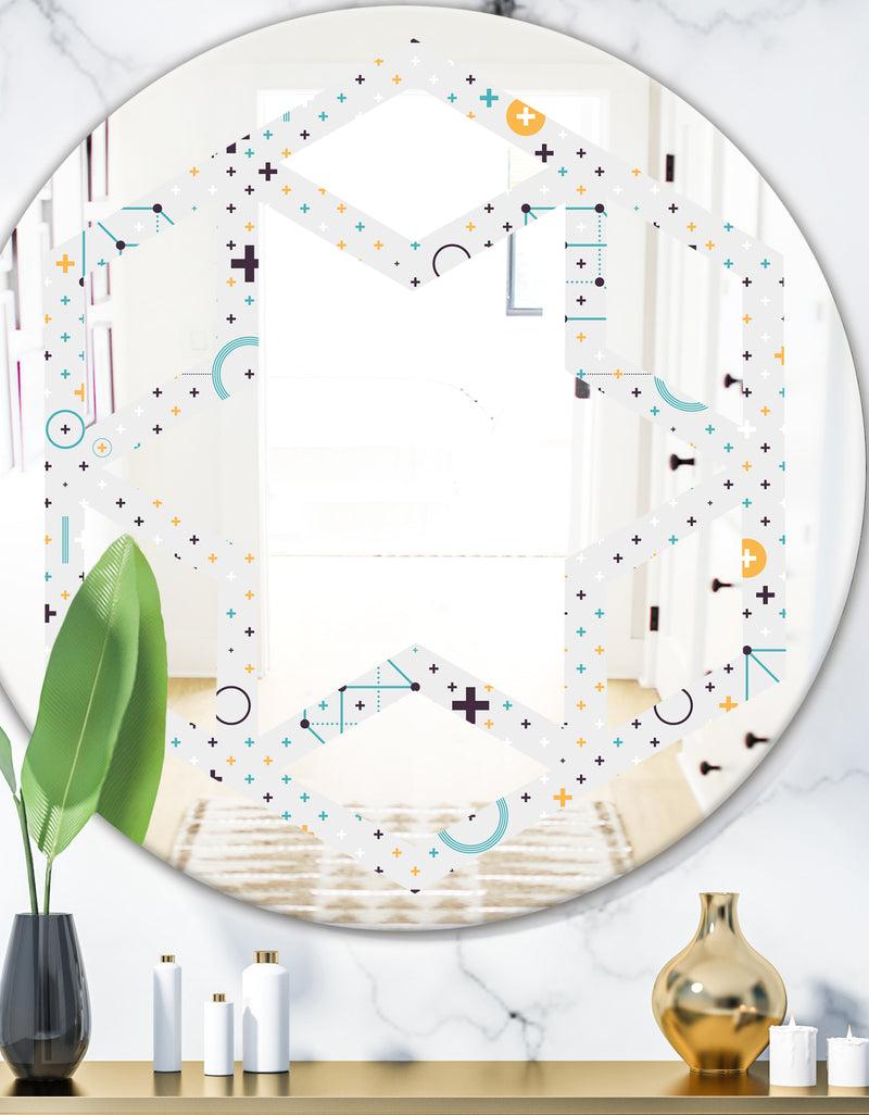 DesignQ Minimalistic Geometric Elements - Modern Round or Oval Wall Mirror - Hexagon Star