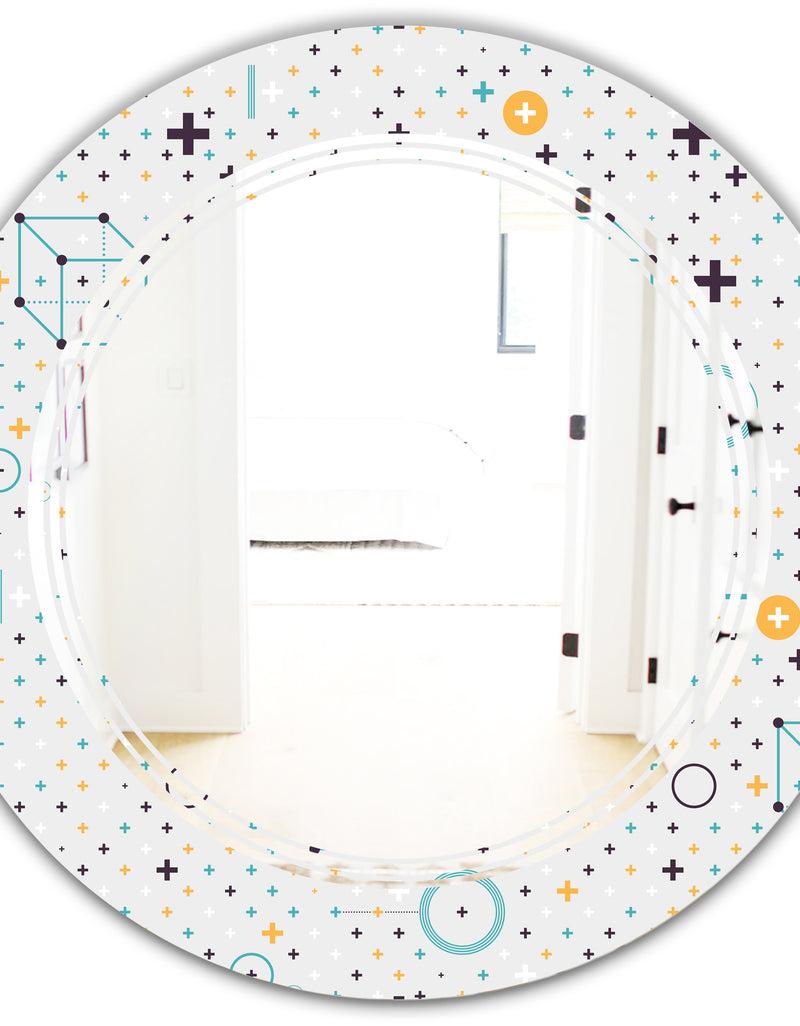 DesignQ Minimalistic Geometric Elements - Modern Round Or Oval Wall Mirror - Triple C