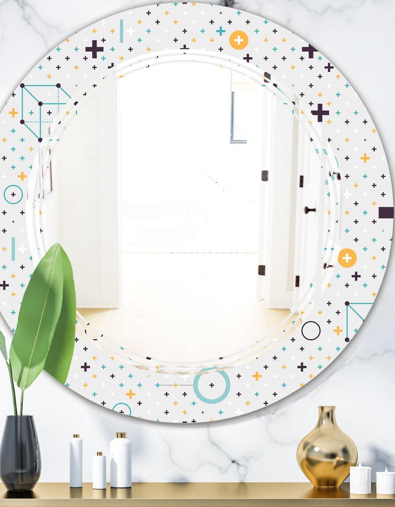 DesignQ Minimalistic Geometric Elements - Modern Round or Oval Wall Mirror - Triple C