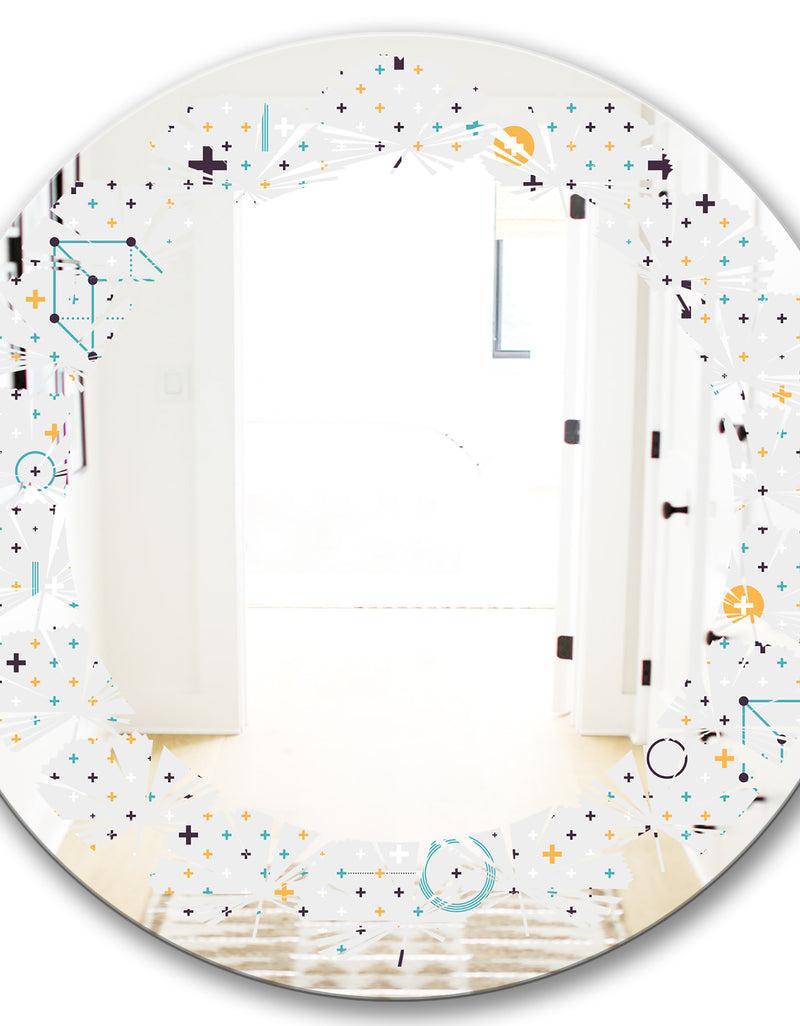 DesignQ Minimalistic Geometric Elements - Modern Round Or Oval Wall Mirror - Leaves