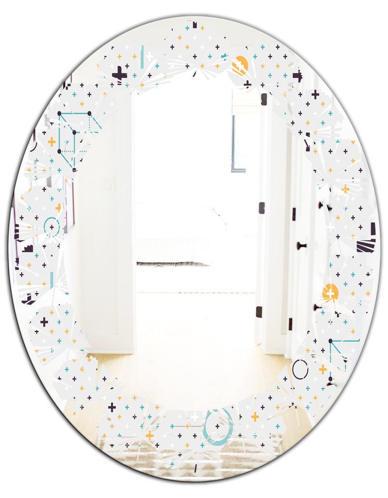 DesignQ Minimalistic Geometric Elements - Modern Round Or Oval Wall Mirror - Leaves