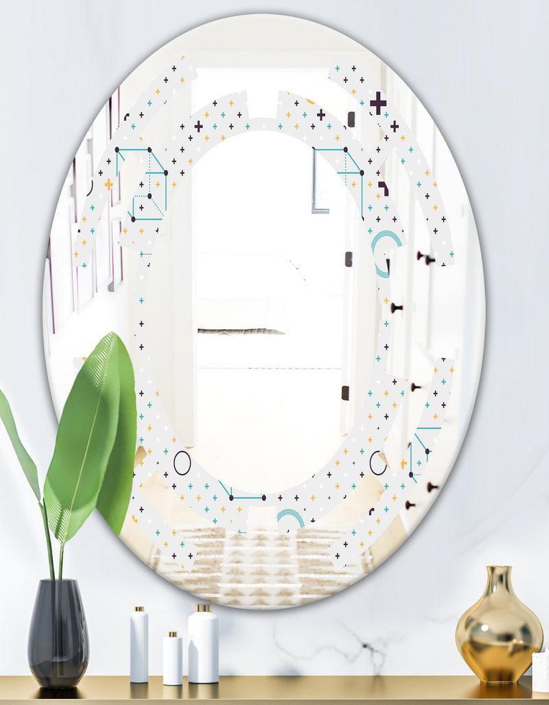 DesignQ Minimalistic Geometric Elements - Modern Round Or Oval Wall Mirror - Space