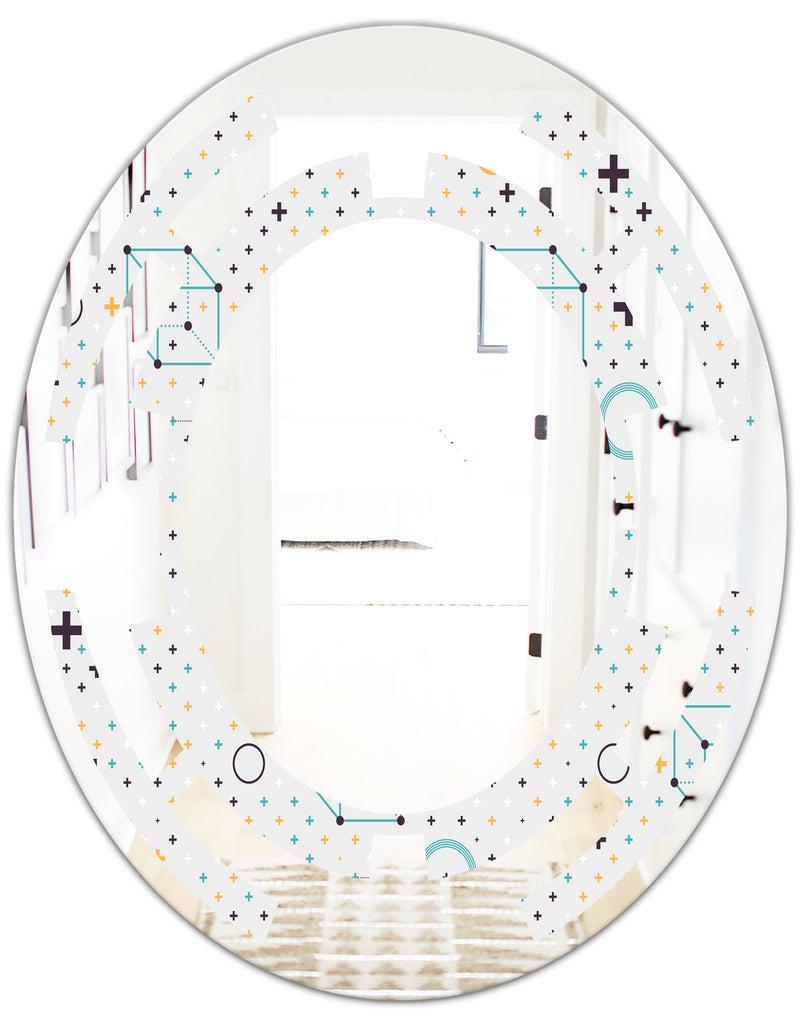 DesignQ Minimalistic Geometric Elements - Modern Round Or Oval Wall Mirror - Space