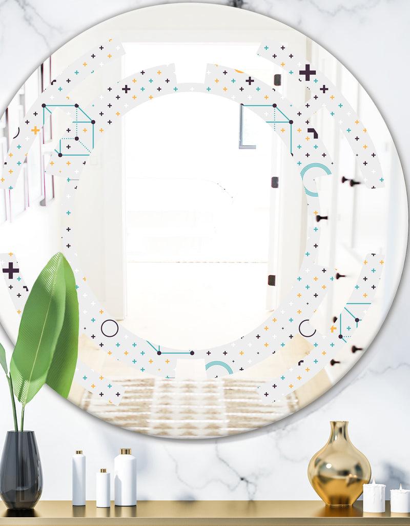 DesignQ Minimalistic Geometric Elements - Modern Round or Oval Wall Mirror - Space