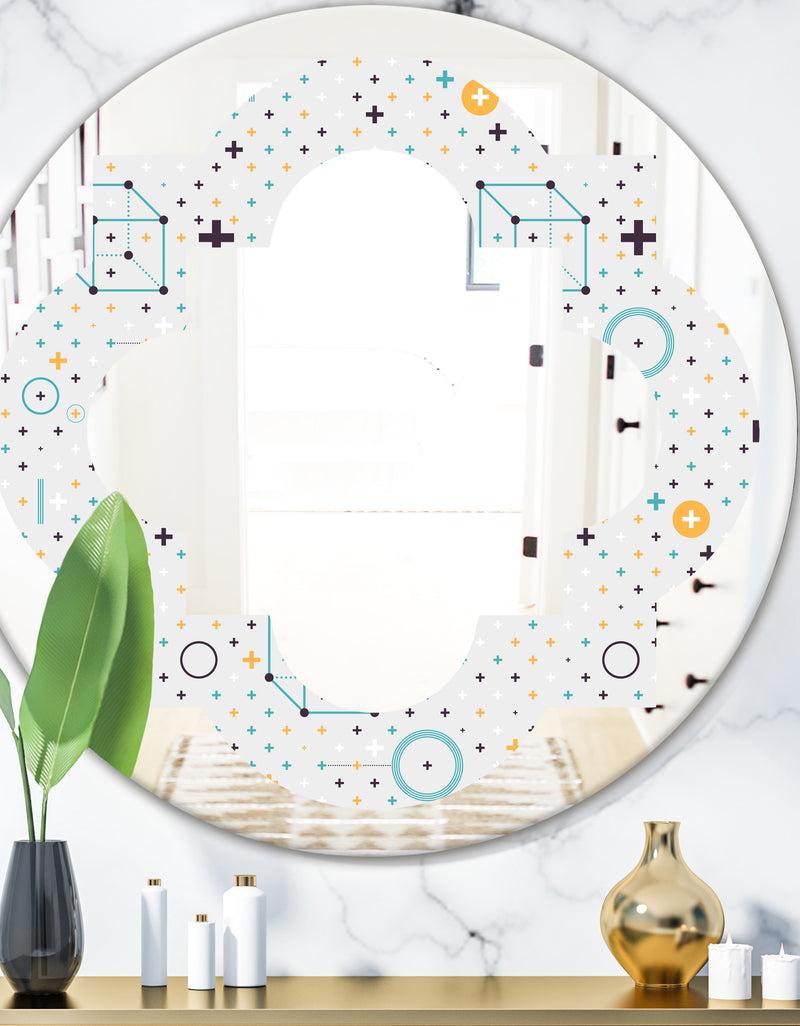 DesignQ Minimalistic Geometric Elements - Modern Round or Oval Wall Mirror - Quatrefoil