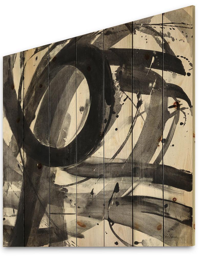 DesignQ Minimalistic Roller II - Mid-Century Modern Print On Natural Pine Wood