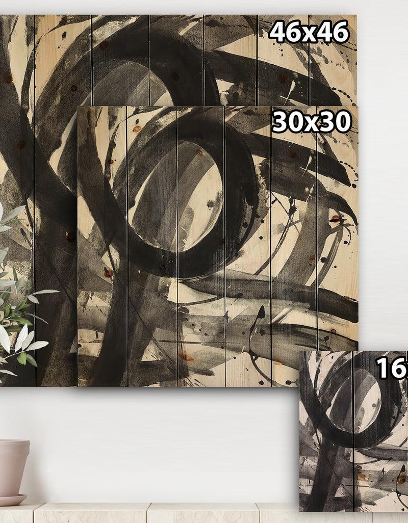 DesignQ Minimalistic Roller II - Mid-Century Modern Print On Natural Pine Wood