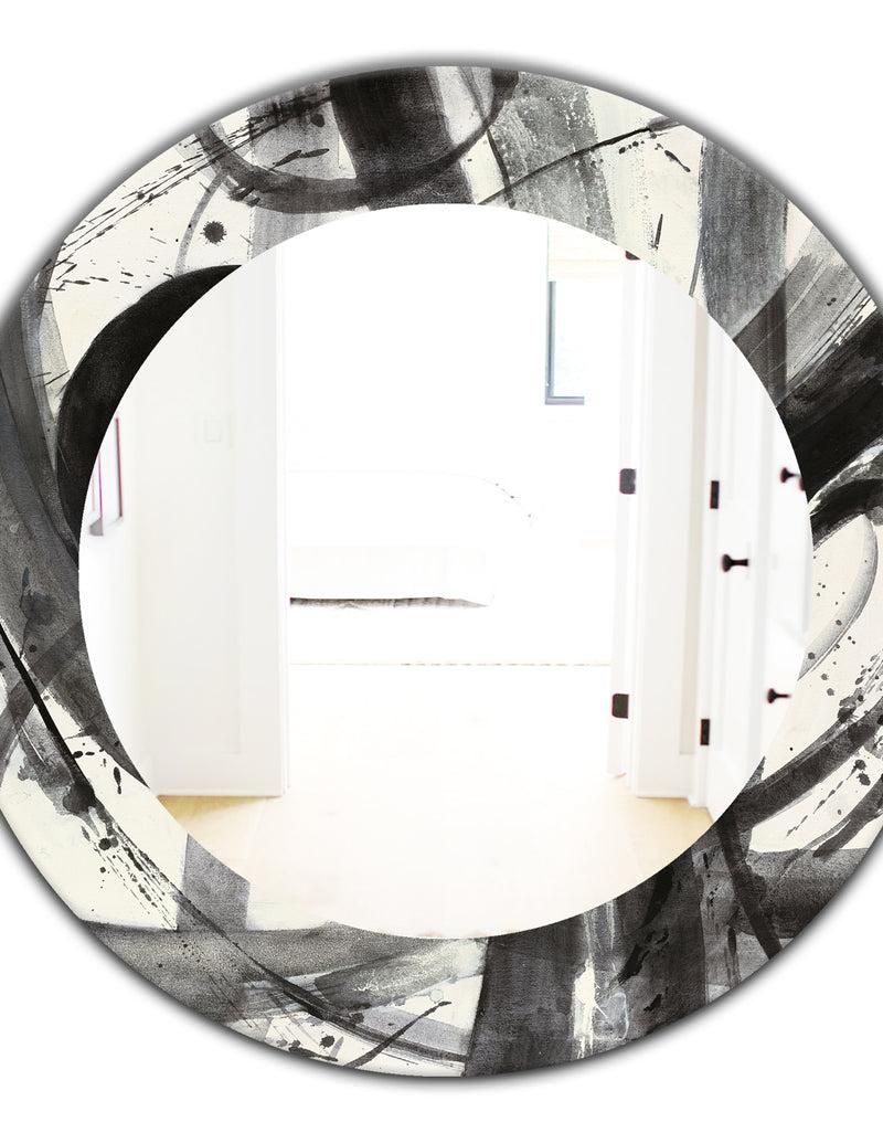 DesignQ Minimalistic Roller III - Mid-Century Mirror - Oval Or Round Wall Mirror