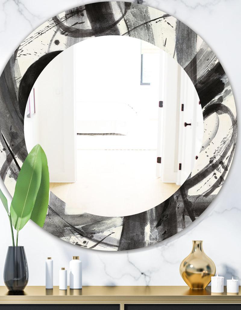 DesignQ Minimalistic Roller III - Mid-Century Mirror - Oval or Round Wall Mirror