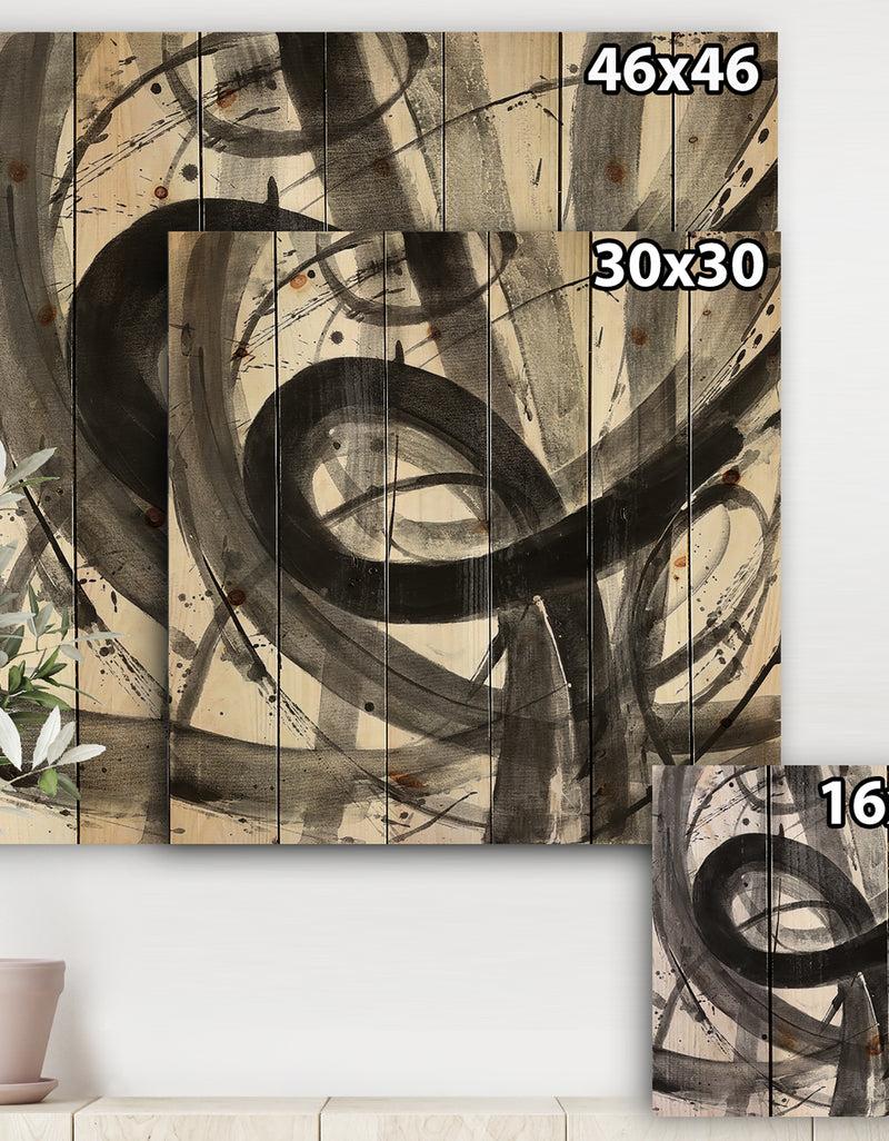 DesignQ Minimalistic Roller III - Mid-Century Modern Print On Natural Pine Wood