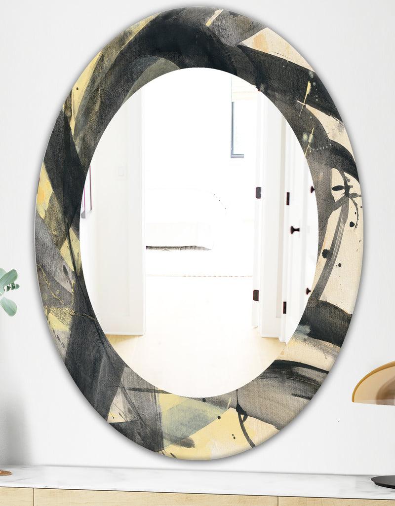 DesignQ Minimalistic Roller IV - Mid-Century Mirror - Oval Or Round Wall Mirror