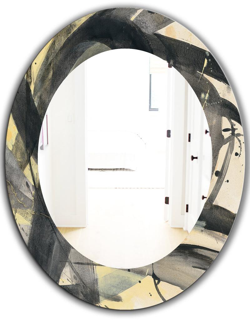 DesignQ Minimalistic Roller IV - Mid-Century Mirror - Oval Or Round Wall Mirror