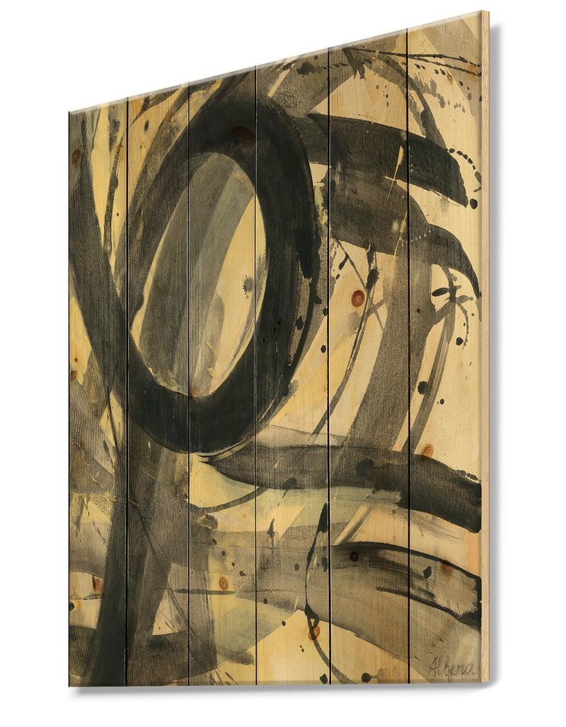 DesignQ Minimalistic Roller IV - Mid-Century Modern Print On Natural Pine Wood