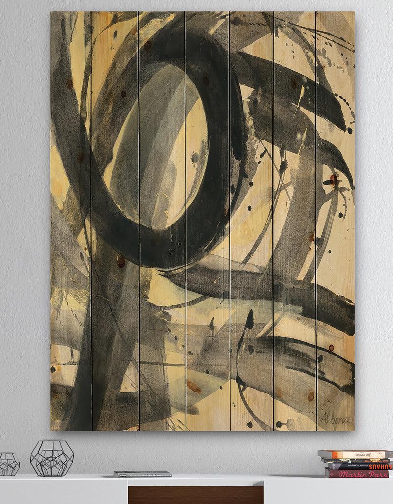 DesignQ Minimalistic Roller IV - Mid-Century Modern Print on Natural Pine Wood