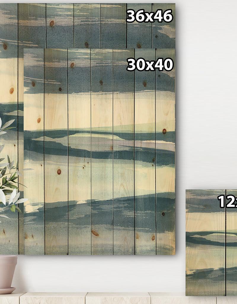 DesignQ Mint Indigo Dawn II - Farmhouse Print On Natural Pine Wood