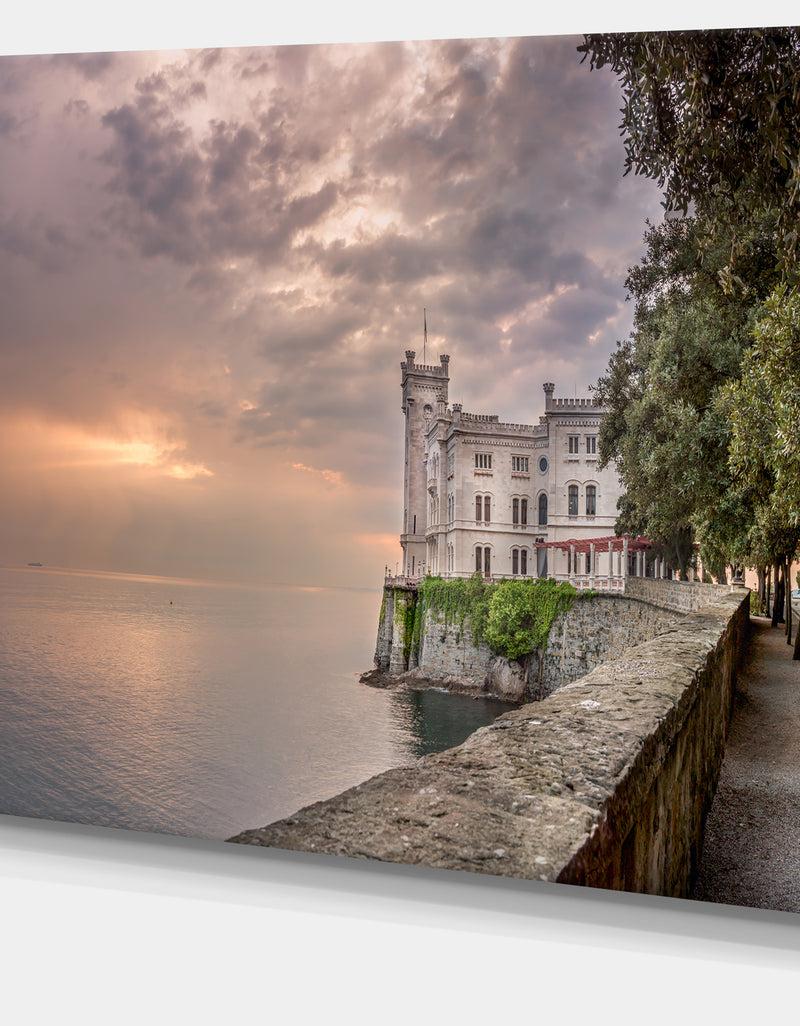 DesignQ Miramare Castle At Sunset - Extra Large Landscape Canvas Art Print