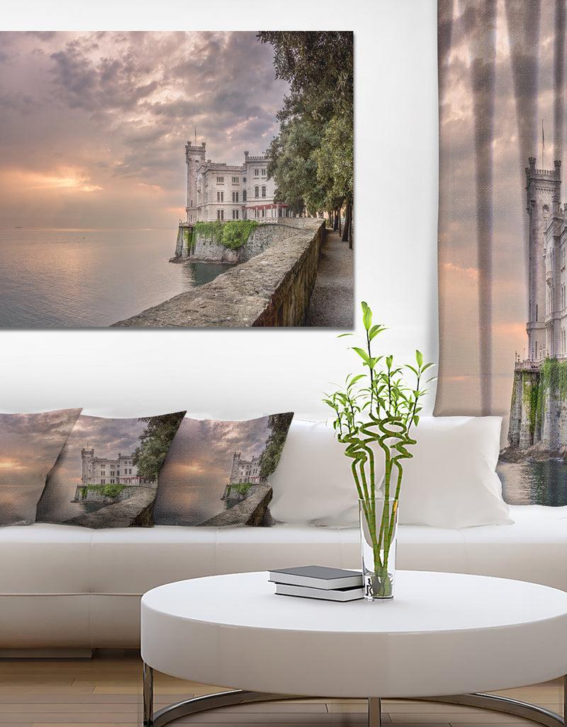 DesignQ Miramare Castle at Sunset - Extra Large Landscape Canvas Art Print
