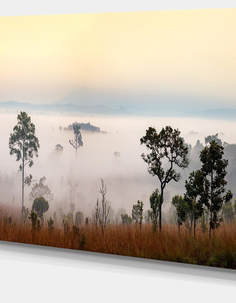 DesignQ Misty Morning Panorama - Modern Landscpae Wall Art