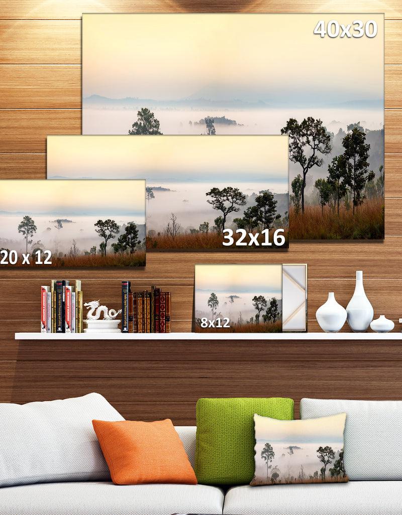 DesignQ Misty Morning Panorama - Modern Landscpae Wall Art