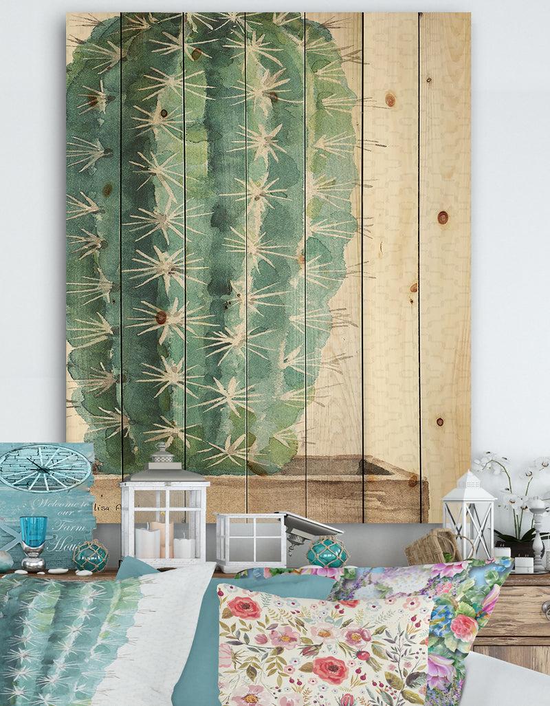 DesignQ Mixed Green Element I - Cottage Print on Natural Pine Wood