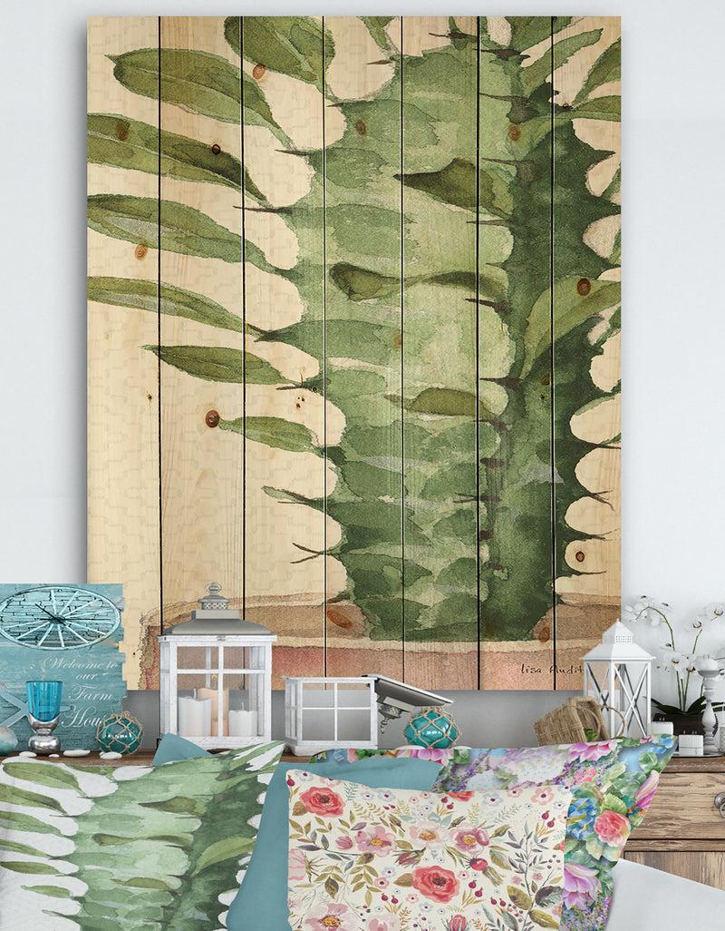 DesignQ Mixed Green Element II - Cottage Print on Natural Pine Wood