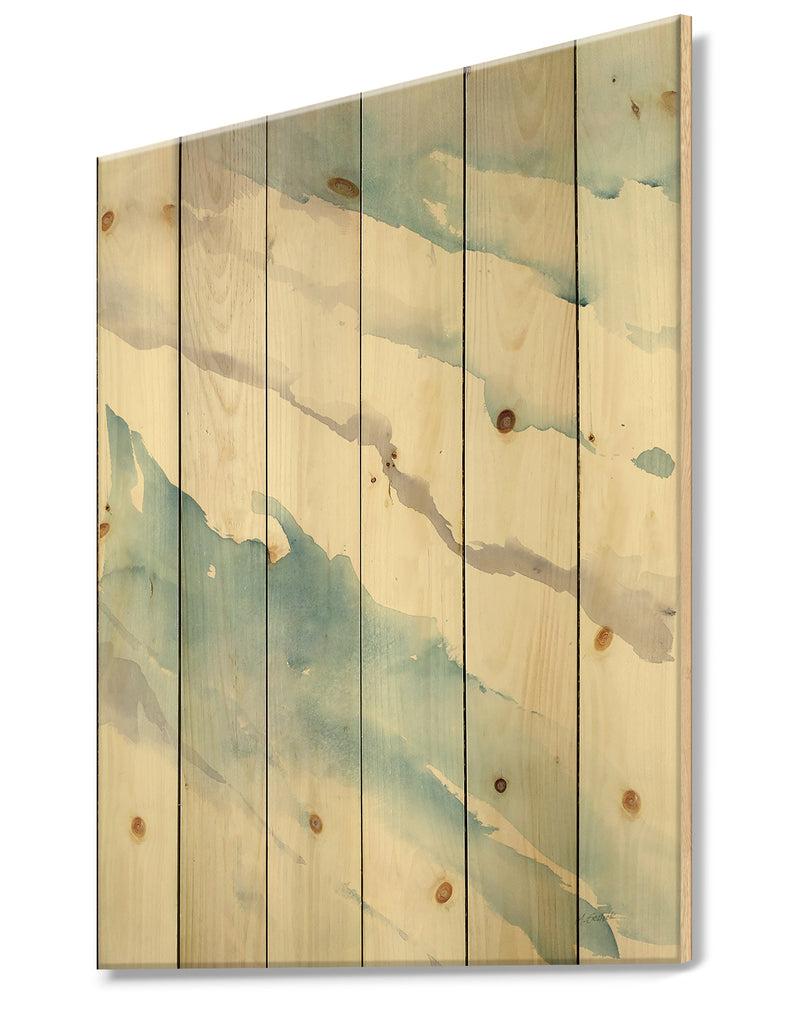 DesignQ Modern Abstract Drift - Cottage Print On Natural Pine Wood