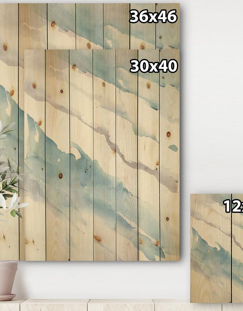 DesignQ Modern Abstract Drift - Cottage Print On Natural Pine Wood