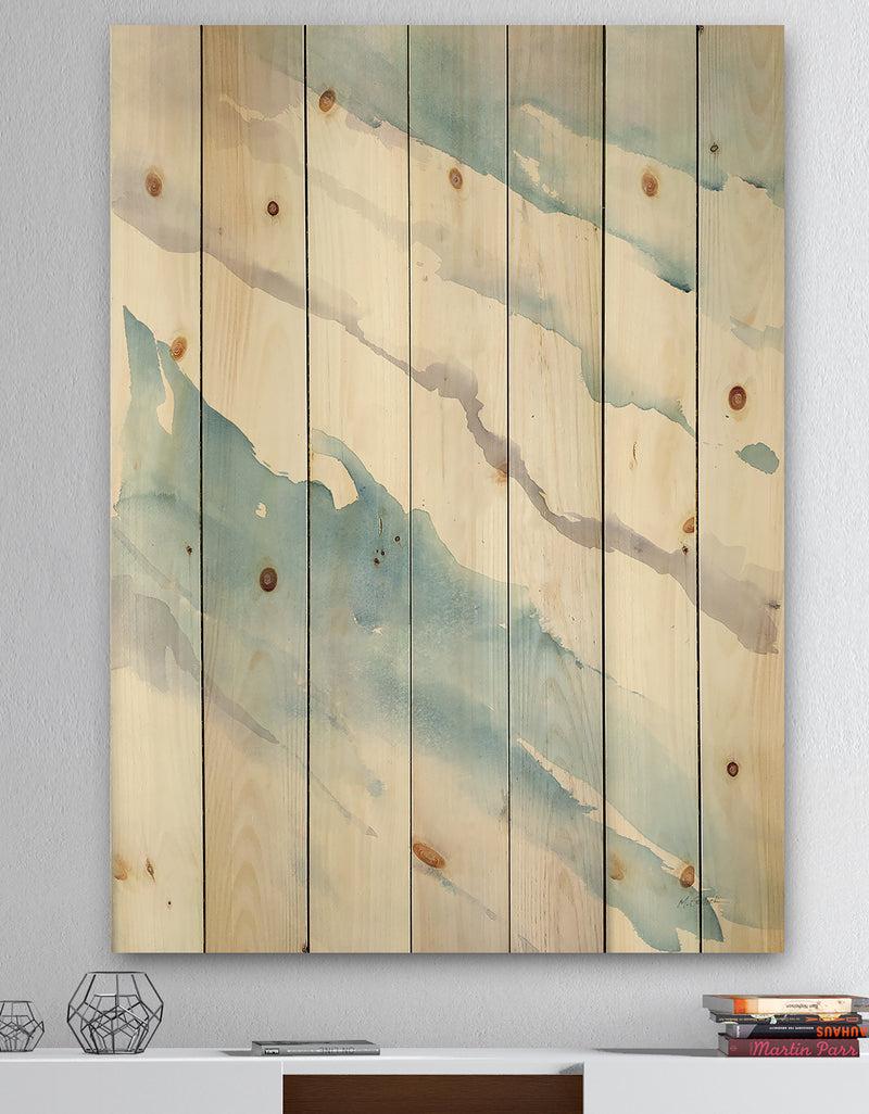 DesignQ Modern Abstract Drift - Cottage Print on Natural Pine Wood