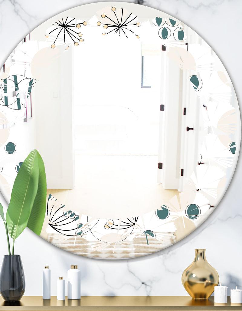 DesignQ Modern abstract geometric pattern - Modern Round or Oval Wall Mirror - Leaves