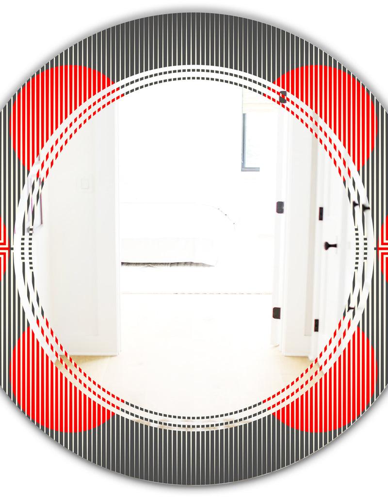 DesignQ Modern Circle And Line Geometric Pattern - Modern Round Or Oval Wall Mirror - Triple C