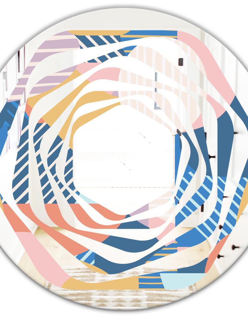 DesignQ Modern Geometric Shapes Pattern - Modern Round Or Oval Wall Mirror - Whirl