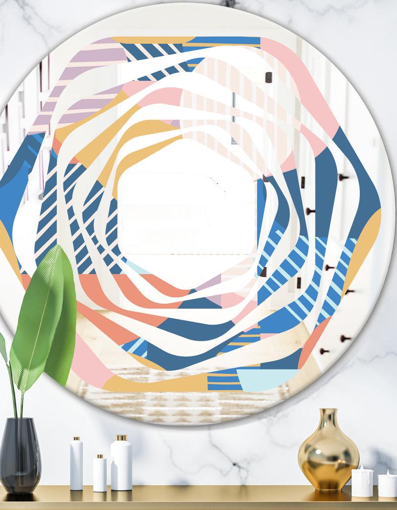 DesignQ Modern geometric shapes pattern - Modern Round or Oval Wall Mirror - Whirl