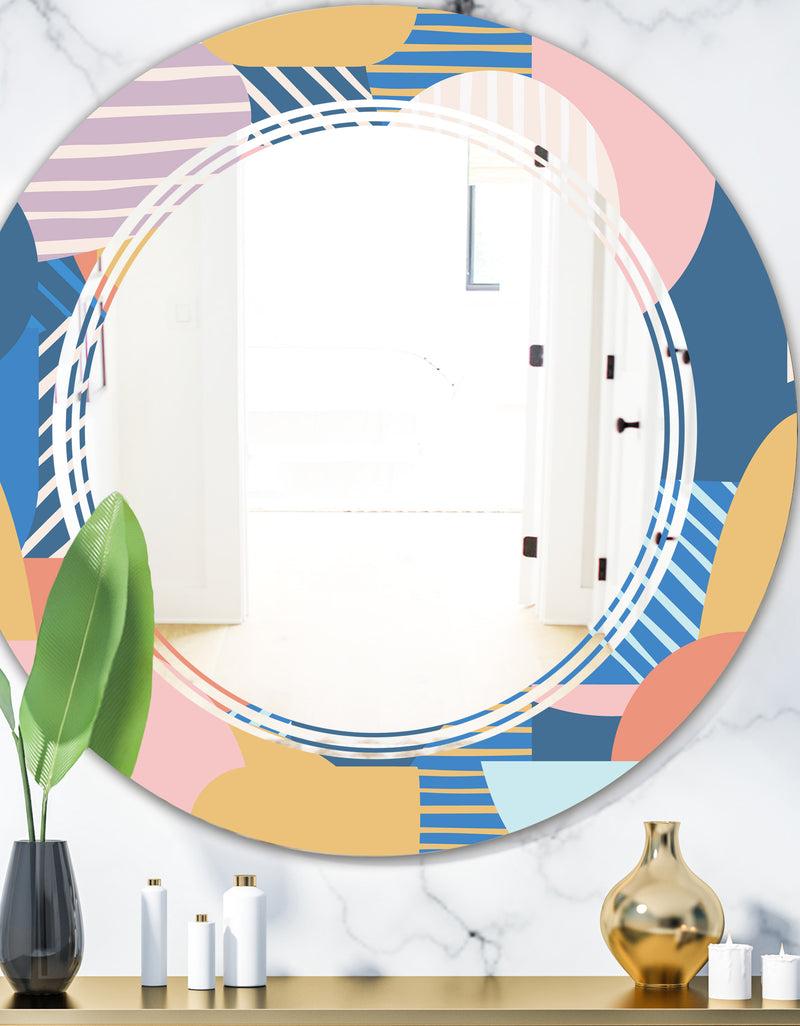 DesignQ Modern geometric shapes pattern - Modern Round or Oval Wall Mirror - Triple C
