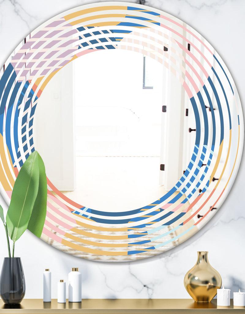DesignQ Modern geometric shapes pattern - Modern Round or Oval Wall Mirror - Wave