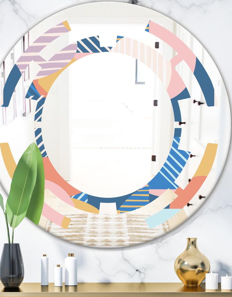 DesignQ Modern geometric shapes pattern - Modern Round or Oval Wall Mirror - Space