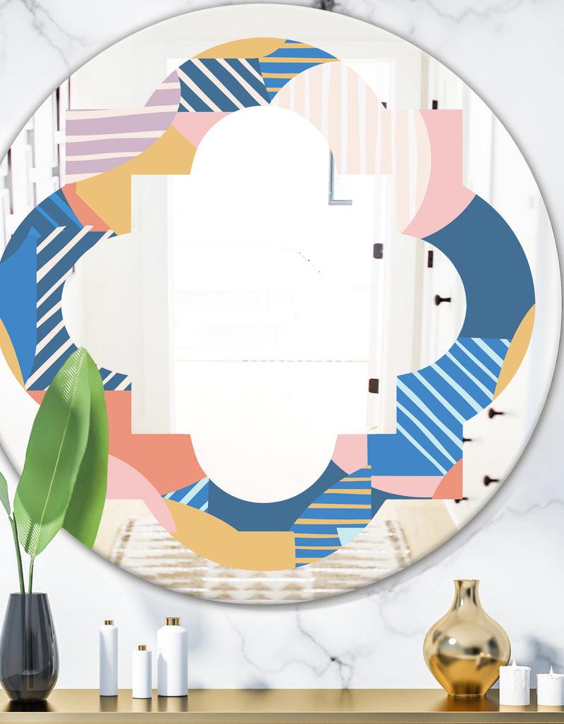 DesignQ Modern geometric shapes pattern - Modern Round or Oval Wall Mirror - Quatrefoil