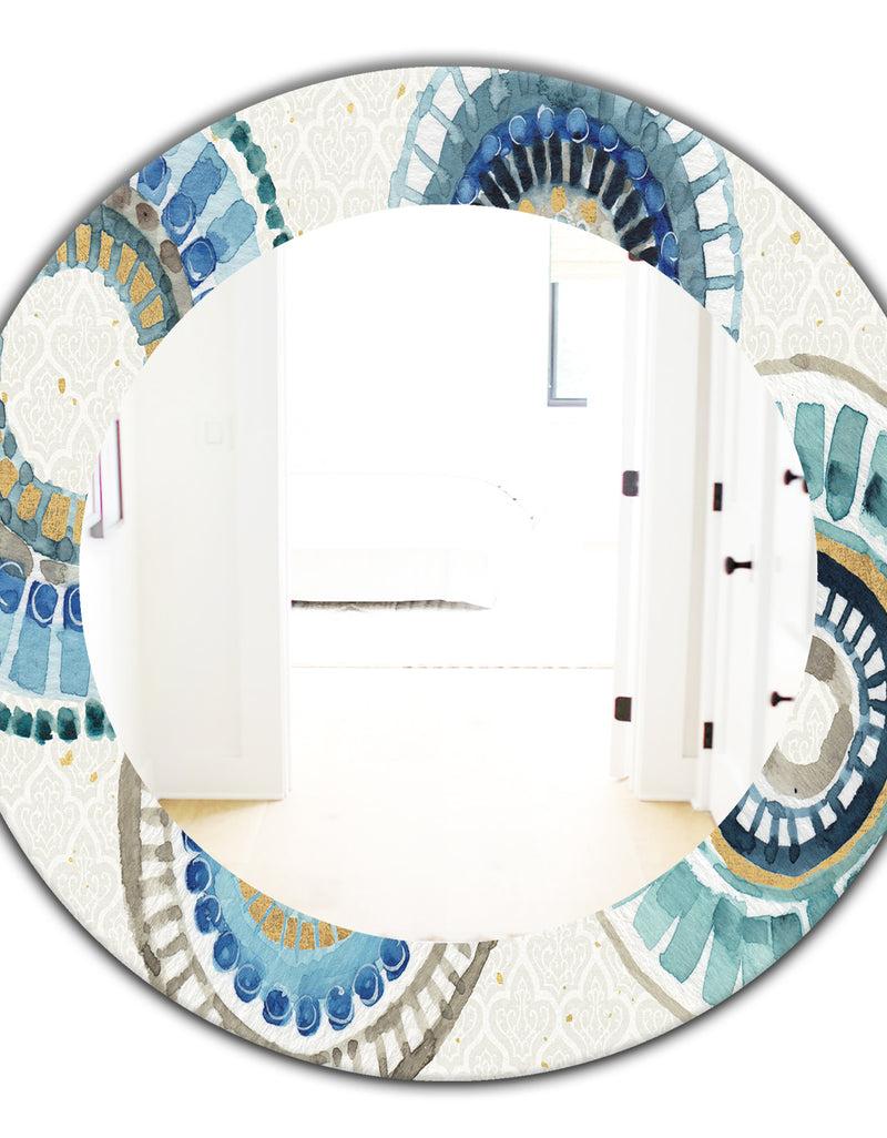 DesignQ Modern Gold Timetable II - Mid-Century Mirror - Frameless Oval Or Round Wall Mirror