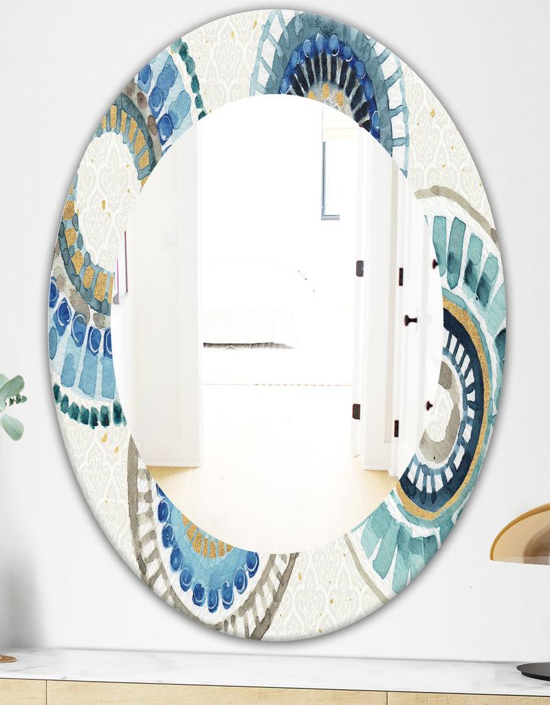 DesignQ Modern Gold Timetable II - Mid-Century Mirror - Frameless Oval Or Round Wall Mirror