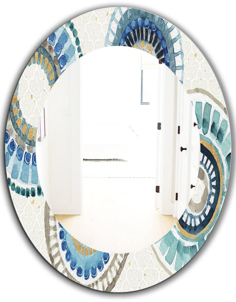 DesignQ Modern Gold Timetable II - Mid-Century Mirror - Frameless Oval Or Round Wall Mirror