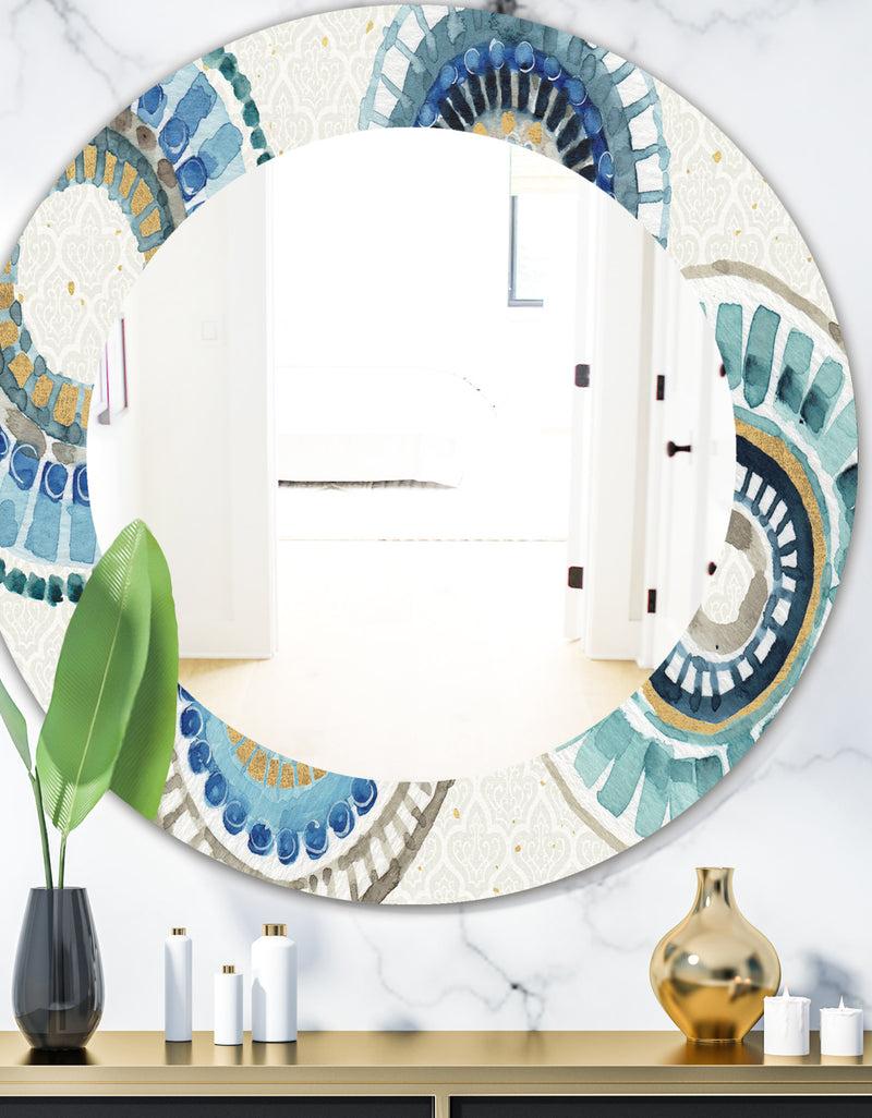 DesignQ Modern Gold Timetable II - Mid-Century Mirror - Frameless Oval or Round Wall Mirror