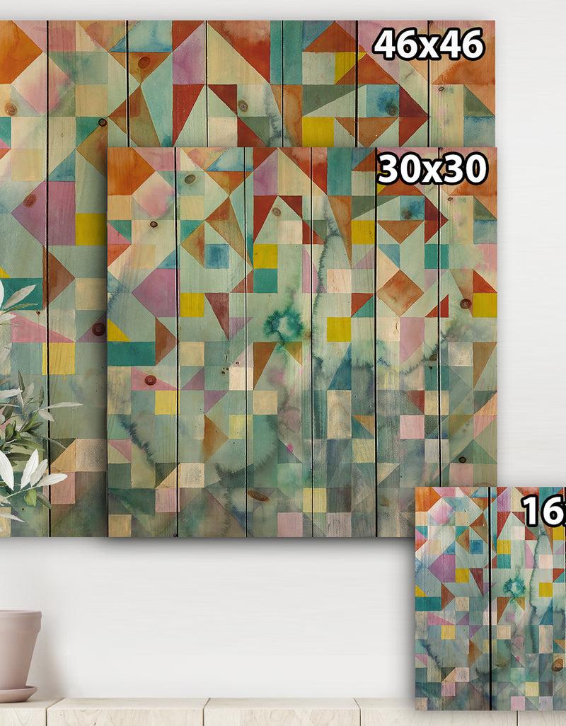 DesignQ Modern Patchwork - Modern & Contemporary Print On Natural Pine Wood
